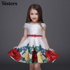 Princess girls Rose Flower Pattern Dress Party dresses